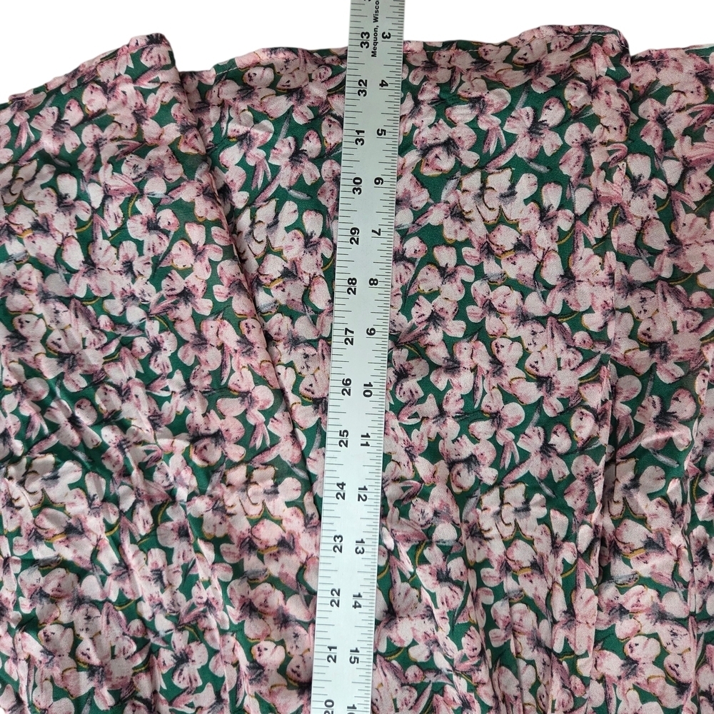 Lulus Floral Forever Green Pink Floral Fairy Cottage Smocked Skater Dress M - Picture 5 of 6